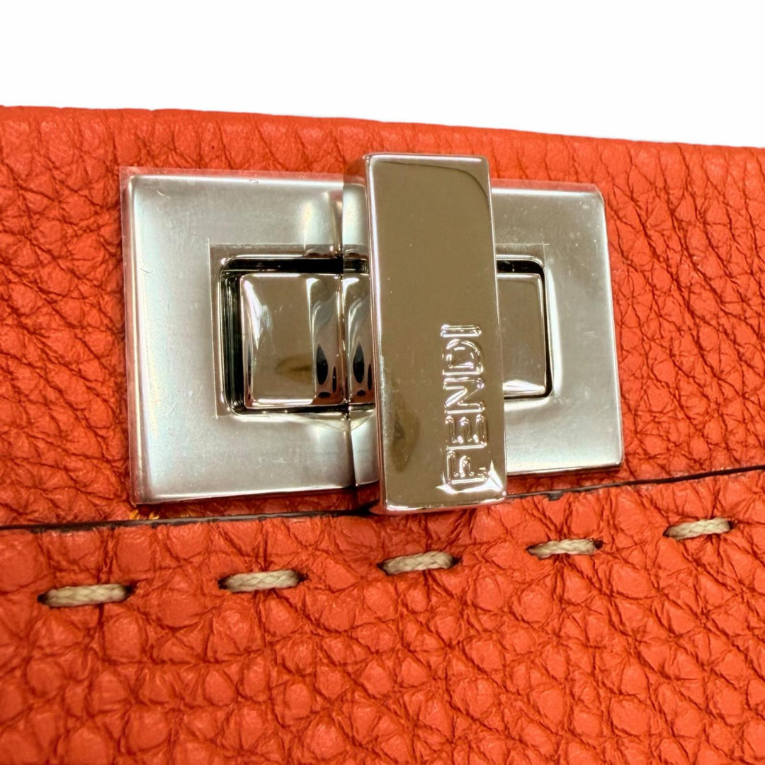 Pristine FENDI Handbag Selleria Peekaboo Mini 2WAY Shoulder Bag Orange 8BN244