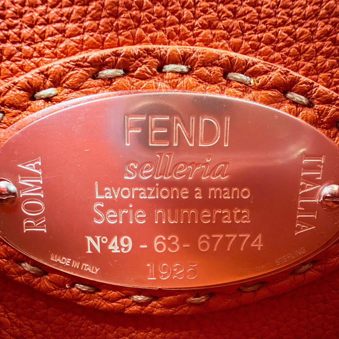 Pristine FENDI Handbag Selleria Peekaboo Mini 2WAY Shoulder Bag Orange 8BN244