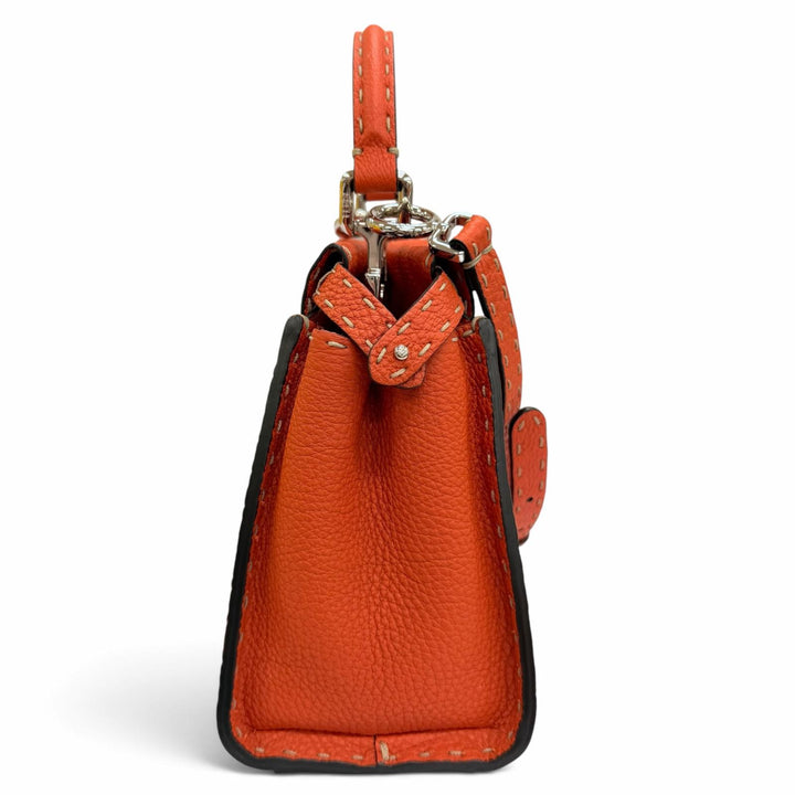 Pristine FENDI Handbag Selleria Peekaboo Mini 2WAY Shoulder Bag Orange 8BN244