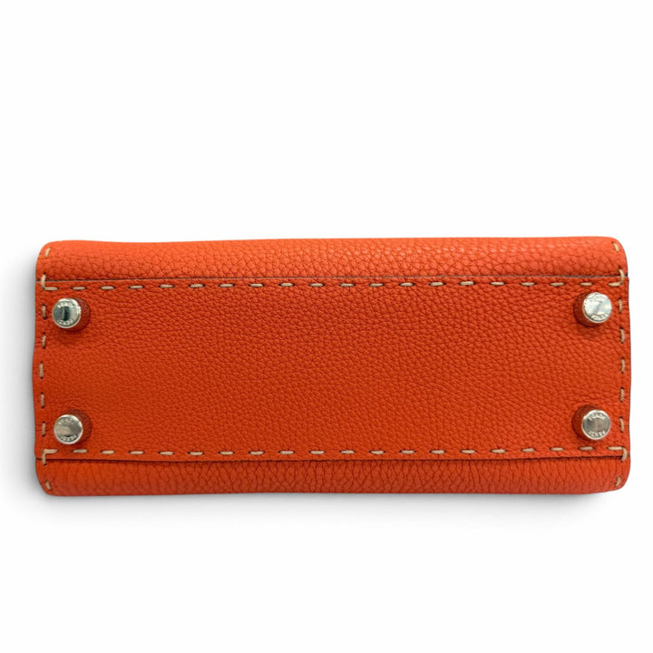 Pristine FENDI Handbag Selleria Peekaboo Mini 2WAY Shoulder Bag Orange 8BN244