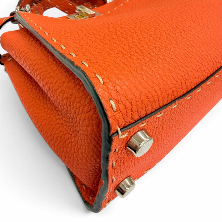 Pristine FENDI Handbag Selleria Peekaboo Mini 2WAY Shoulder Bag Orange 8BN244