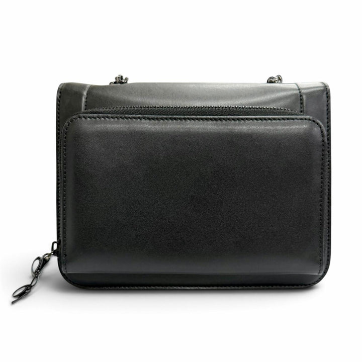 Great Salvatore Ferragamo Shoulder Bag Vala Ribbon Chain black leather 21G877
