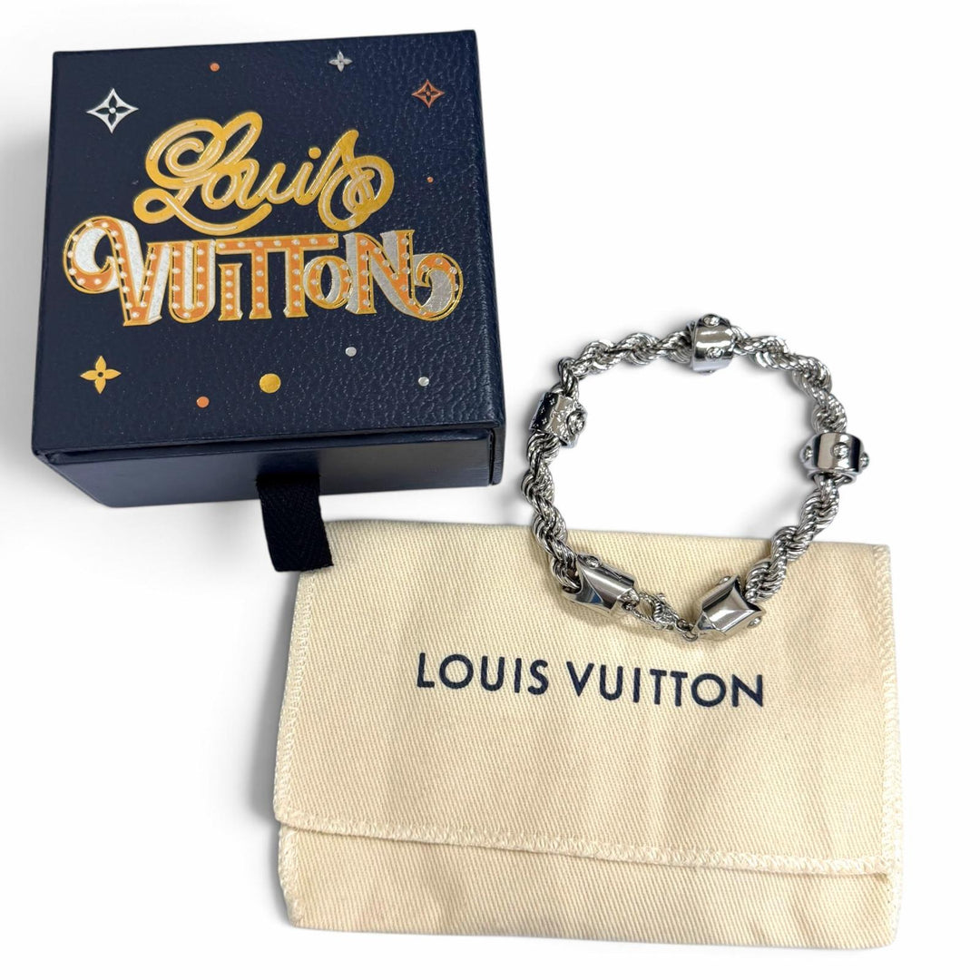 Great LOUIS VUITTON bracelet LV Rope Silver mens L M1540L