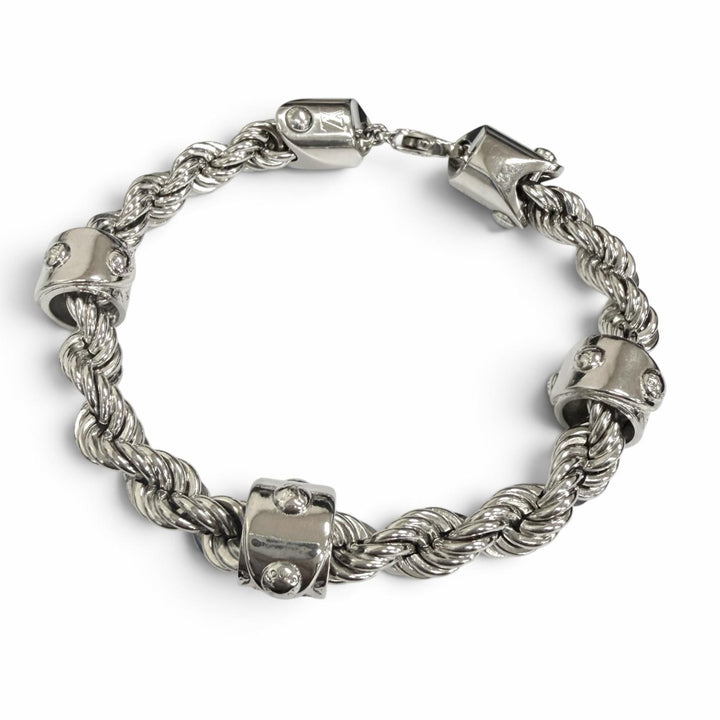 Great LOUIS VUITTON bracelet LV Rope Silver mens L M1540L