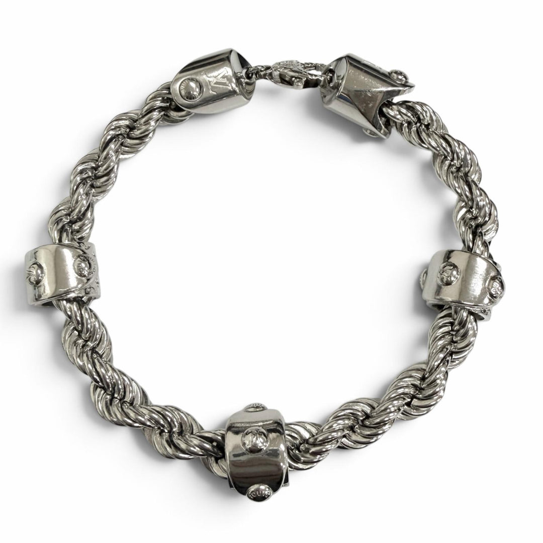 Great LOUIS VUITTON bracelet LV Rope Silver mens L M1540L