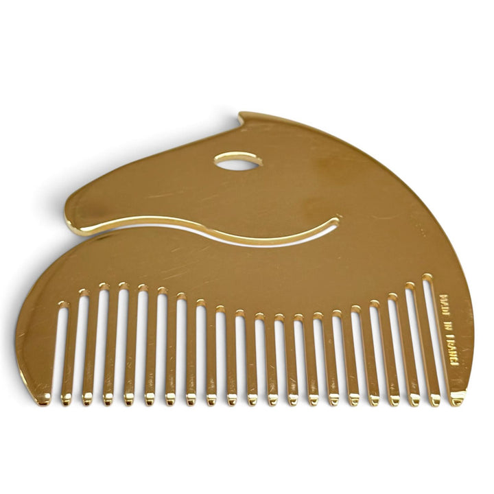 Very Good HERMES hair accessory Cheval Horse Hair Comb gold Women