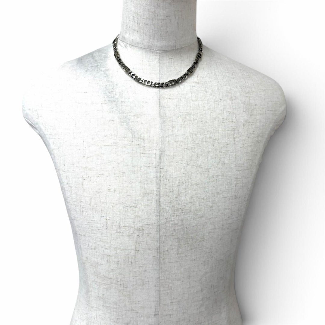 Great DIOR Necklace CD Icon Chain Link Silver mens N1574HOMMT