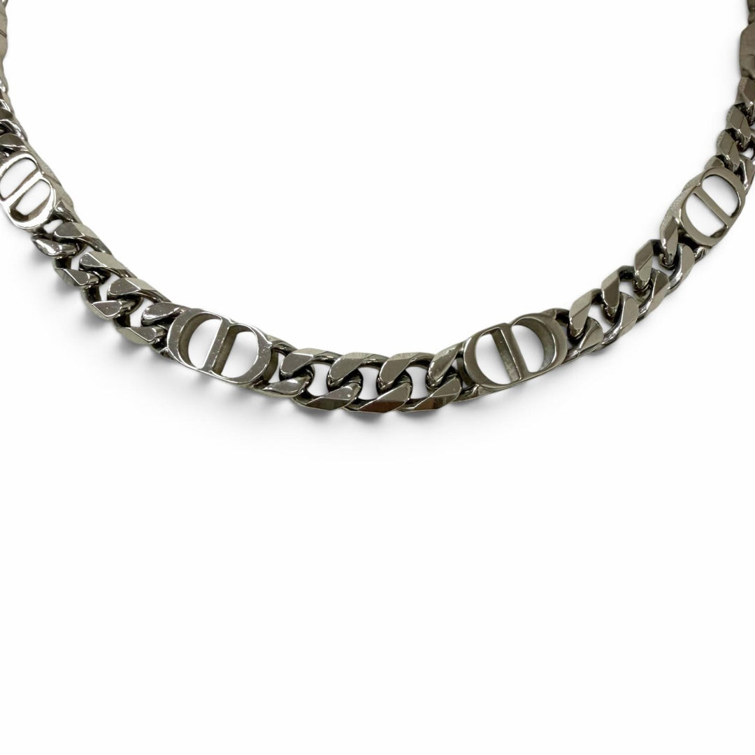 Great DIOR Necklace CD Icon Chain Link Silver mens N1574HOMMT