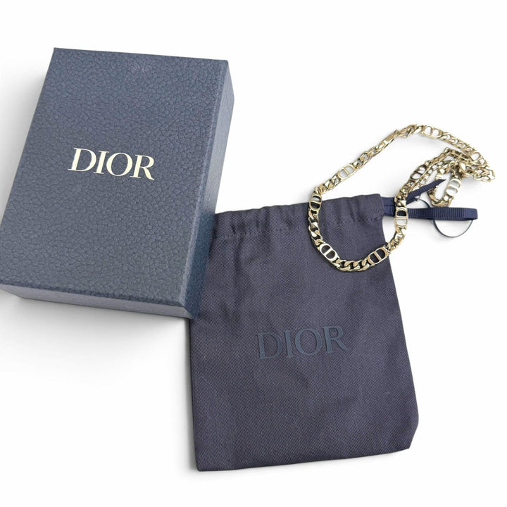 Great DIOR Necklace CD Icon Chain Link Silver mens N1574HOMMT