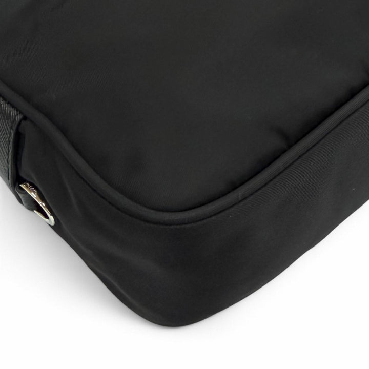 Great PRADA Shoulder Bag Re-Nylon triangle logo triangular plate black 1BC167