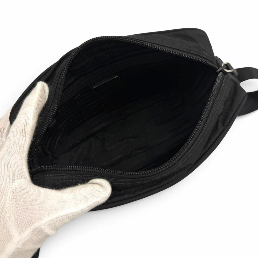 Great PRADA Shoulder Bag Re-Nylon triangle logo triangular plate black 1BC167