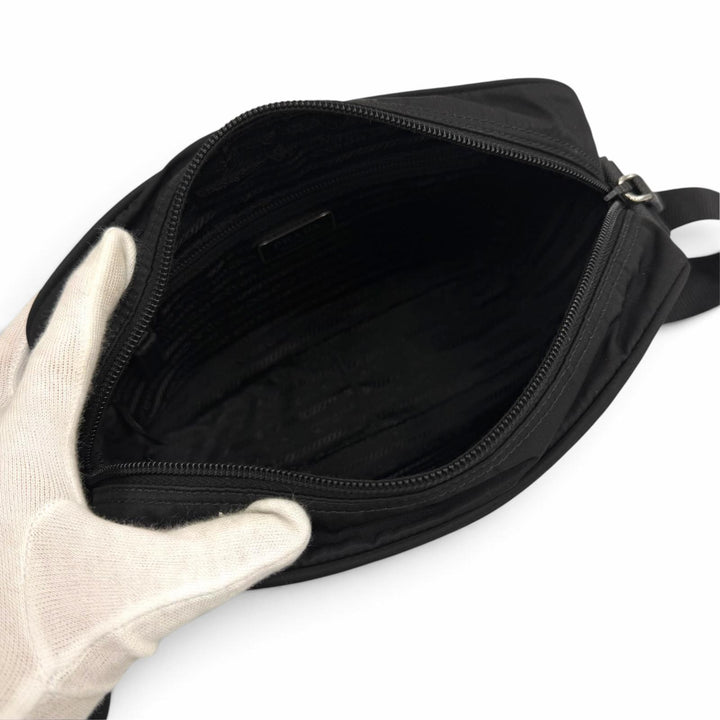 Great PRADA Shoulder Bag Re-Nylon triangle logo triangular plate black 1BC167