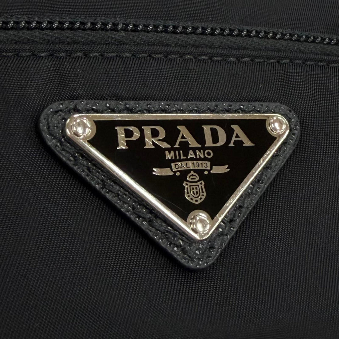 Great PRADA Shoulder Bag Re-Nylon triangle logo triangular plate black 1BC167