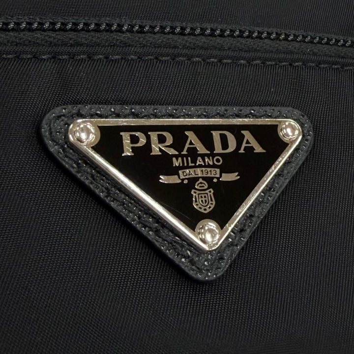 Great PRADA Shoulder Bag Re-Nylon triangle logo triangular plate black 1BC167