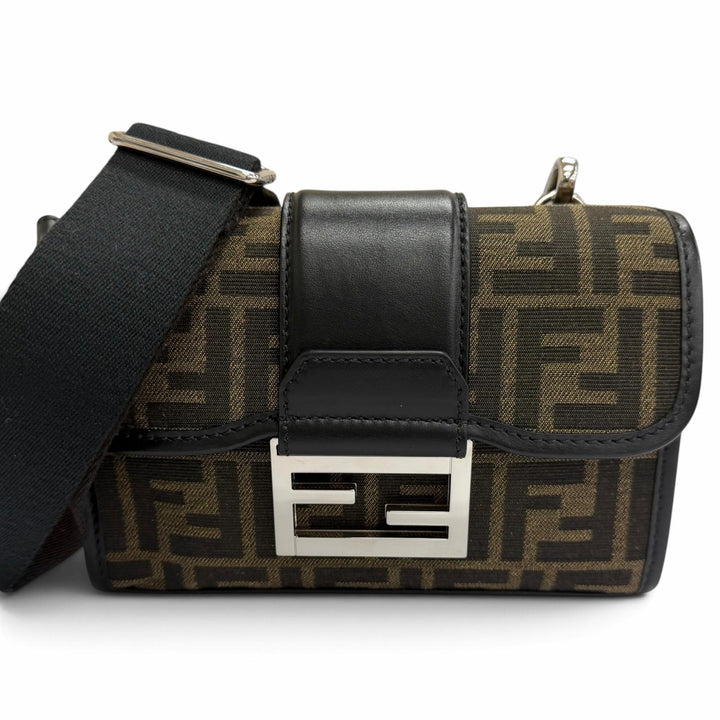 Great FENDI Shoulder Bag Zucca Pattern Double Baguette Brown canvas mens 7VA649