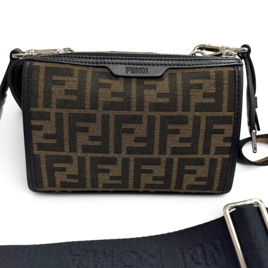 Great FENDI Shoulder Bag Zucca Pattern Double Baguette Brown canvas mens 7VA649