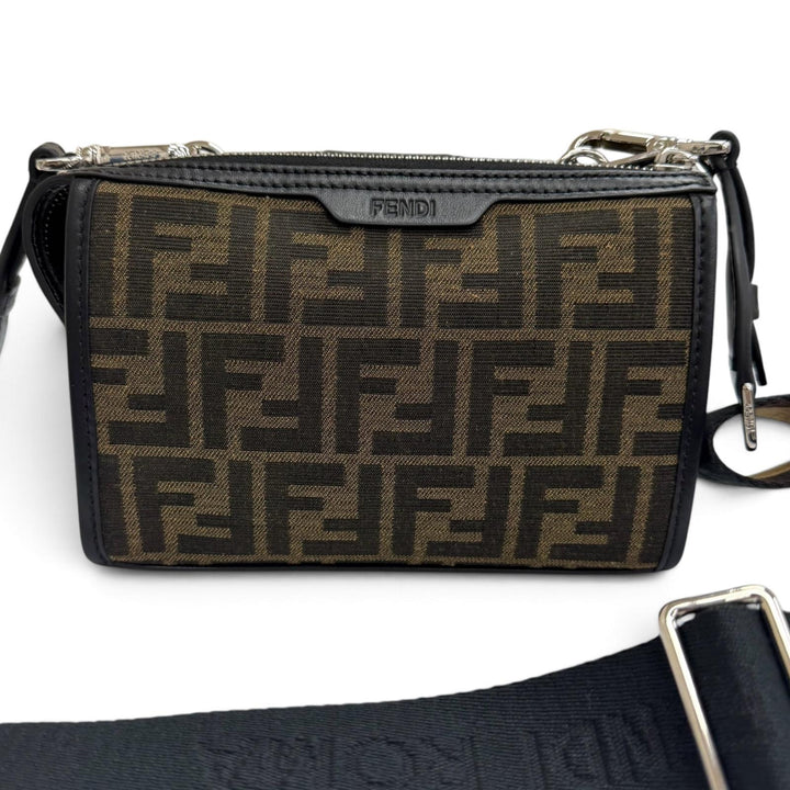 Great FENDI Shoulder Bag Zucca Pattern Double Baguette Brown canvas mens 7VA649