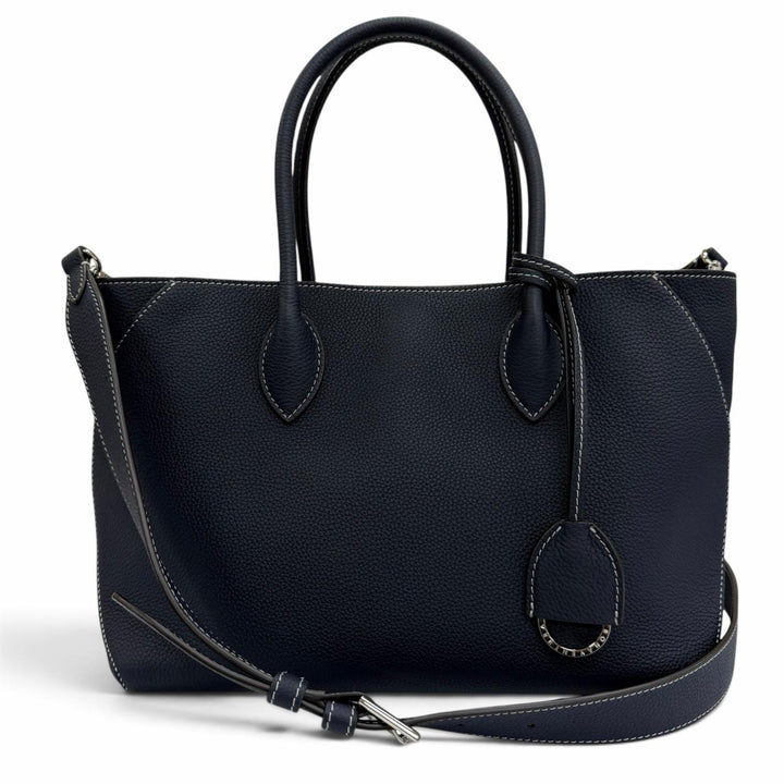 Great BONAVENTURA Tote Bag Mia 27 2WAYShoulder Bag Navy shrink leather Women