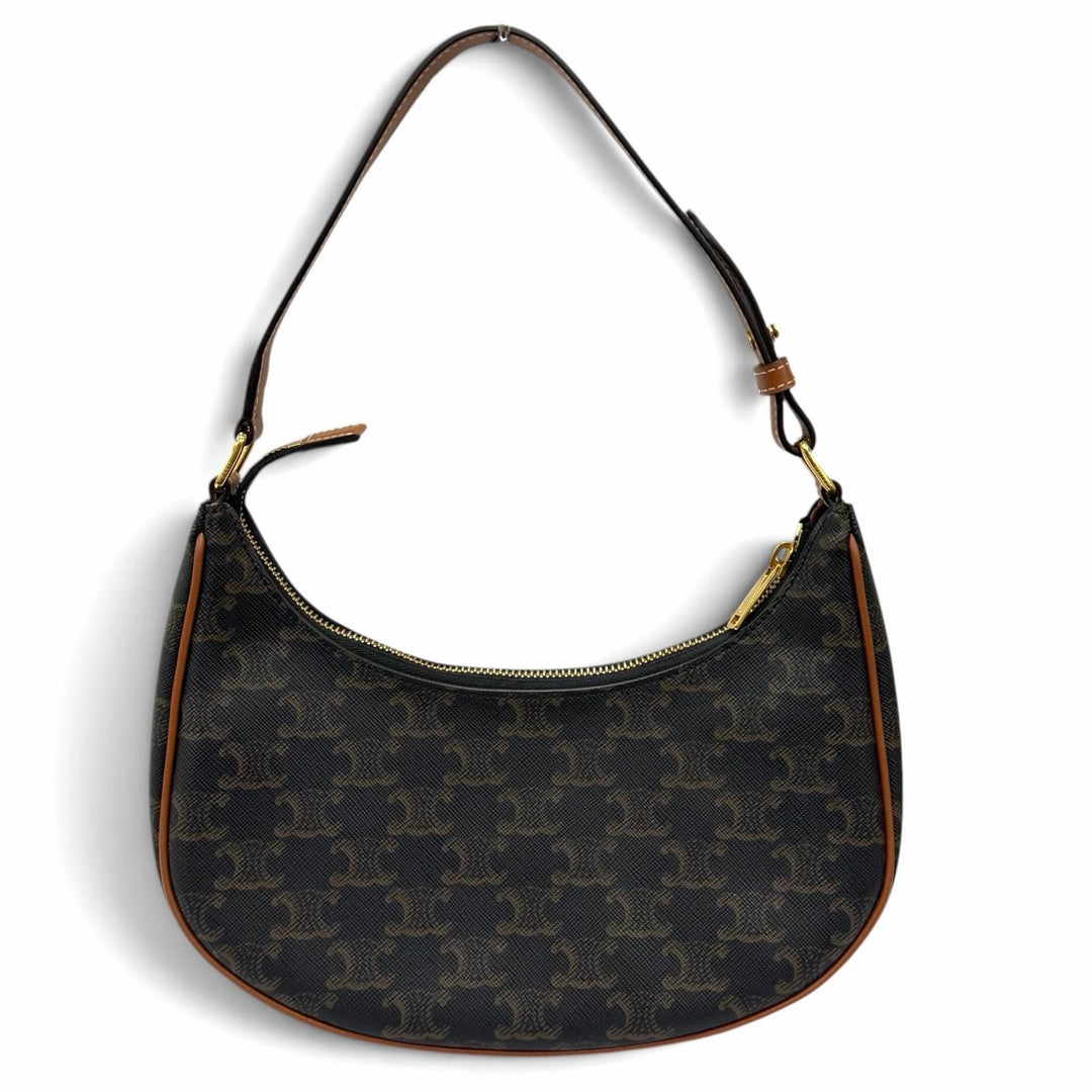 Excellent CELINE Shoulder Bag AVA Triomphe Crescent Medium leather Women 19395