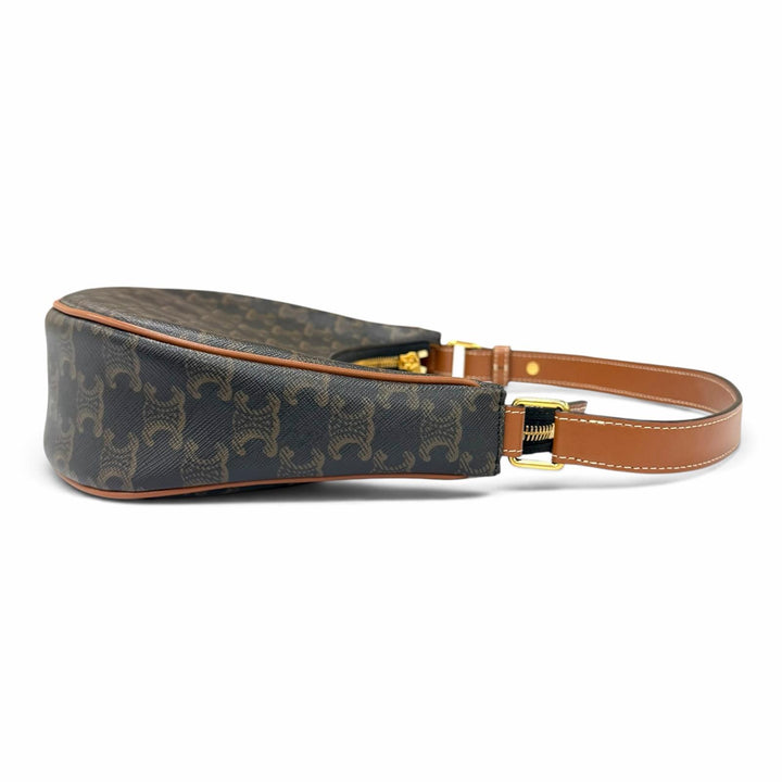 Excellent CELINE Shoulder Bag AVA Triomphe Crescent Medium leather Women 19395