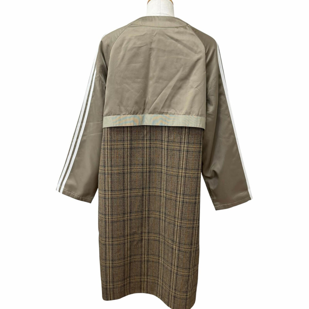 Excellent GUCCI adidas coat Three-stripe nylon panel collarless Brown wool 46