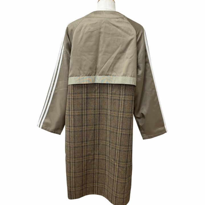 Excellent GUCCI adidas coat Three-stripe nylon panel collarless Brown wool 46