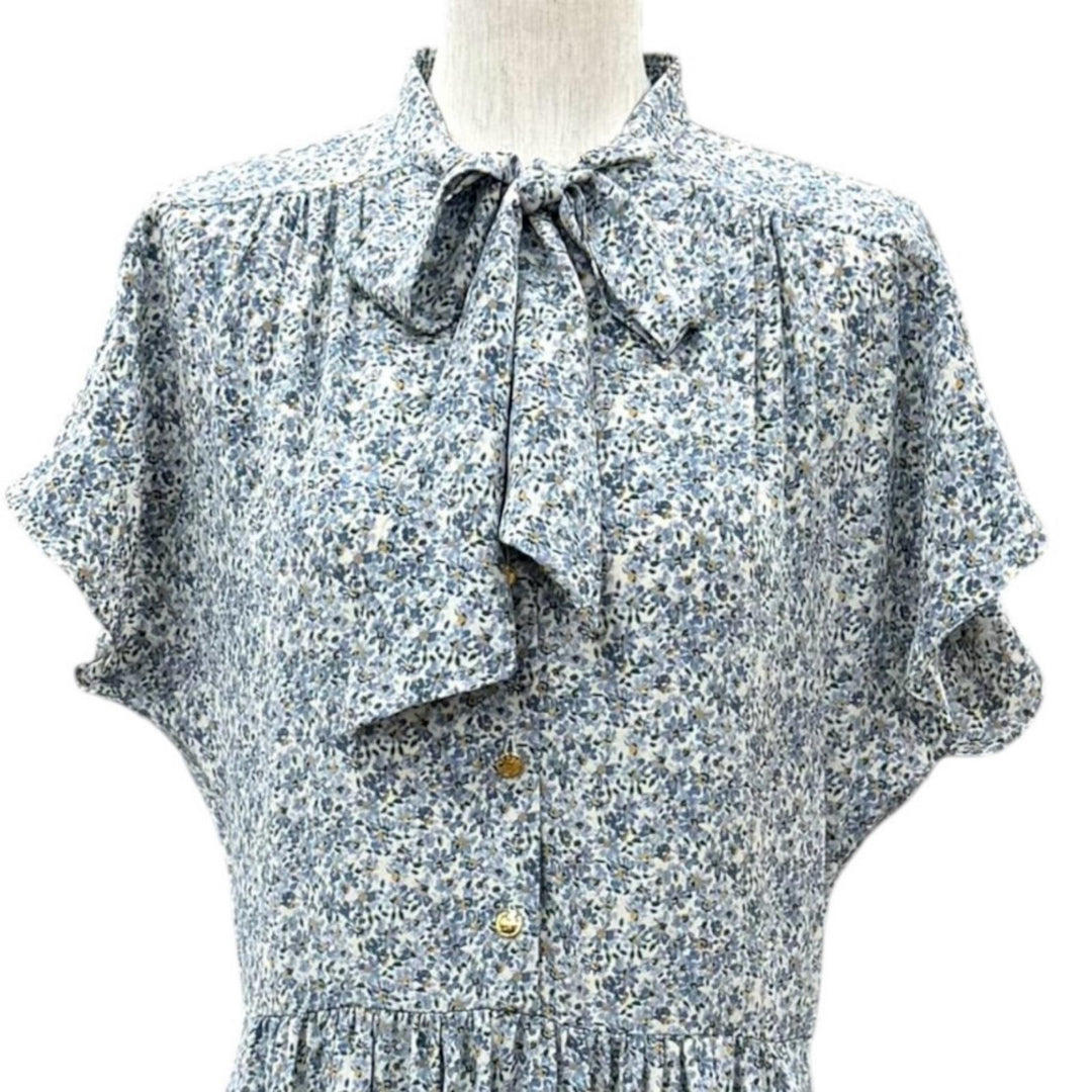 Great CELINE one piece Triomphe Button Bow Tie Floral Pattern silk 38 2R47B307O