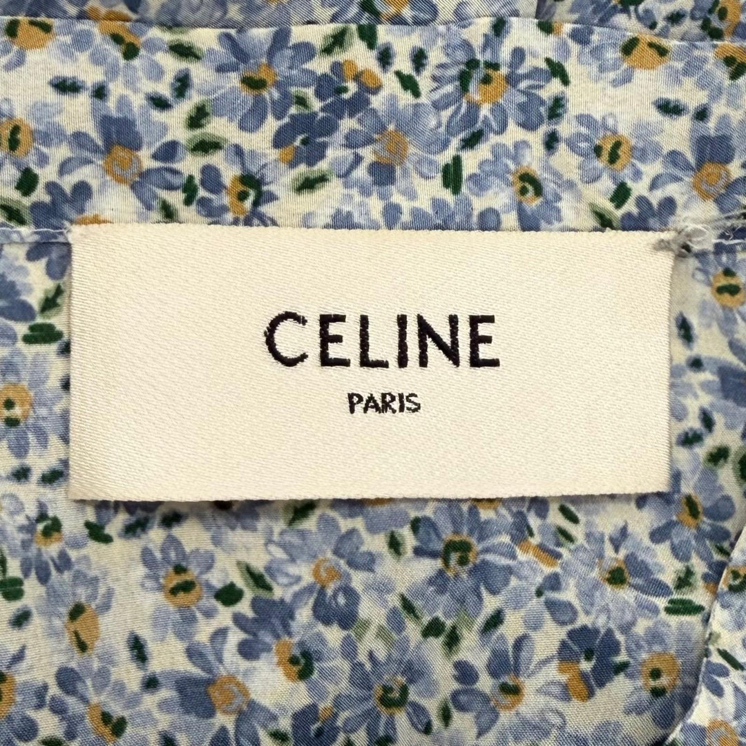 Great CELINE one piece Triomphe Button Bow Tie Floral Pattern silk 38 2R47B307O