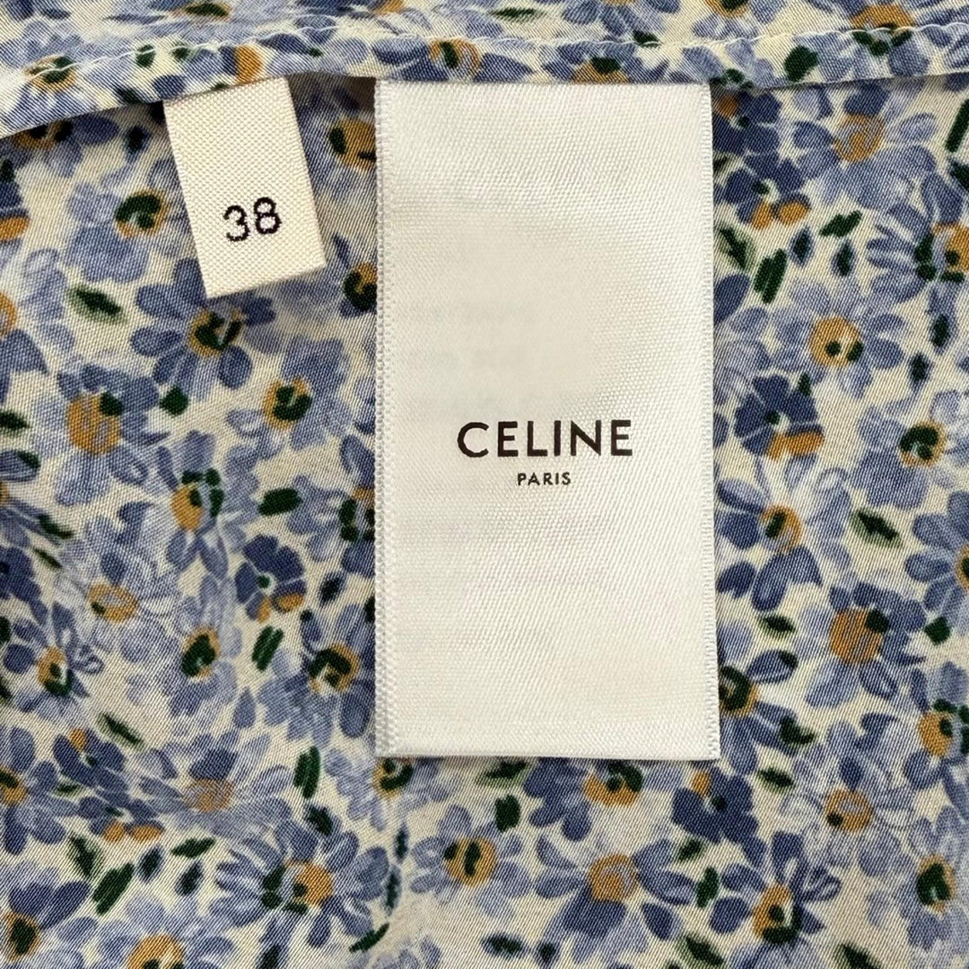 Great CELINE one piece Triomphe Button Bow Tie Floral Pattern silk 38 2R47B307O