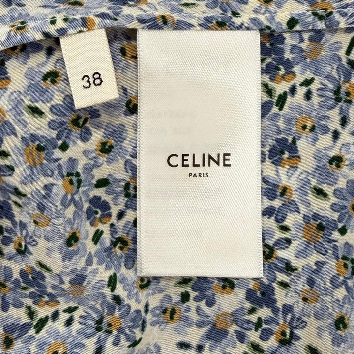 Great CELINE one piece Triomphe Button Bow Tie Floral Pattern silk 38 2R47B307O