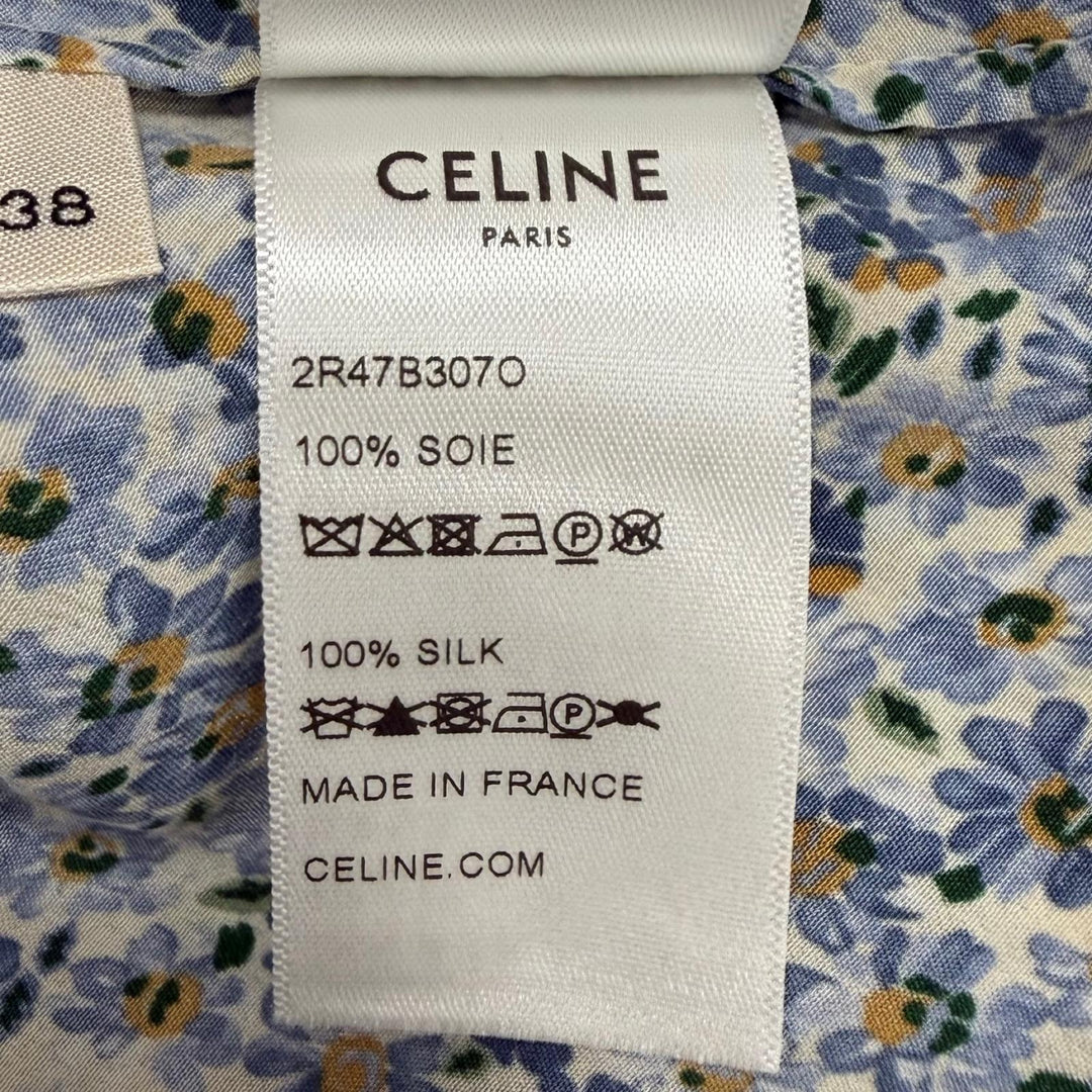 Great CELINE one piece Triomphe Button Bow Tie Floral Pattern silk 38 2R47B307O