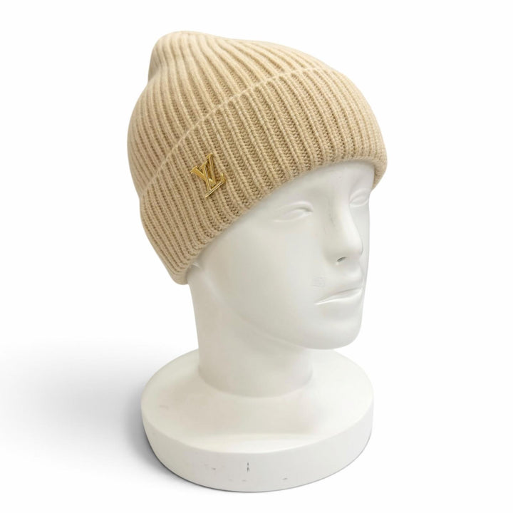 Excellent LOUIS VUITTON Knit cap Beanie LV Spark Knit hat beige cashmere M77881