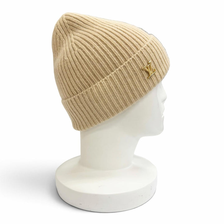 Excellent LOUIS VUITTON Knit cap Beanie LV Spark Knit hat beige cashmere M77881