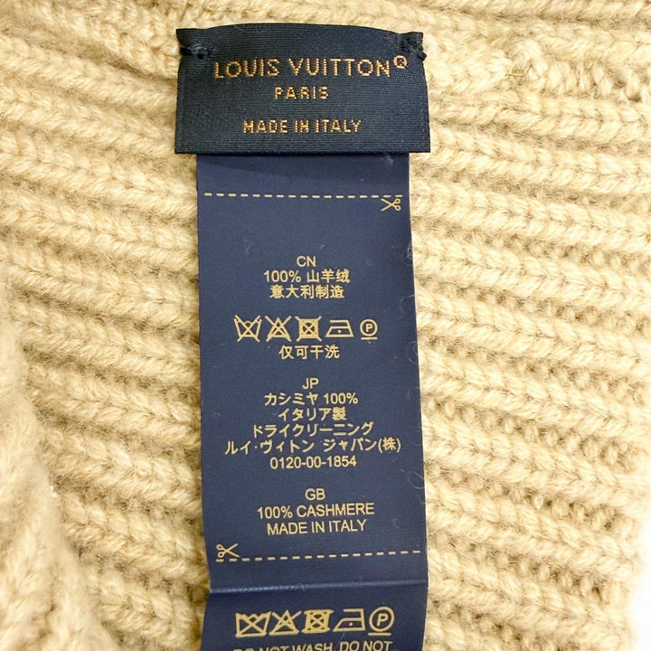 Excellent LOUIS VUITTON Knit cap Beanie LV Spark Knit hat beige cashmere M77881