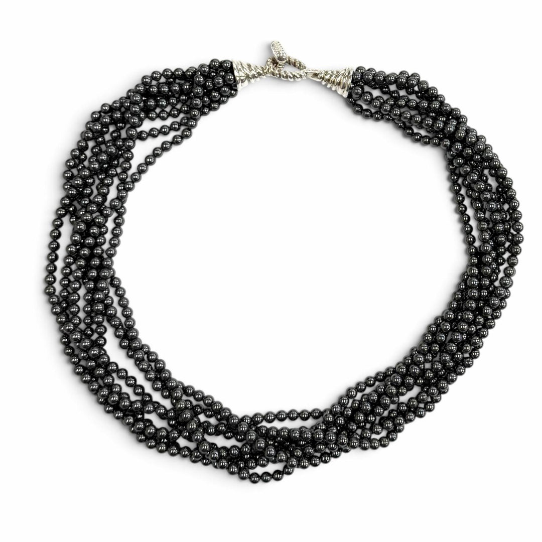 Great TIFFANY&Co. Necklace Hematite 8-strand Cancer metallic Hematite Women