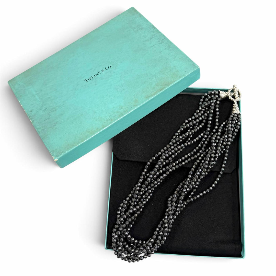 Great TIFFANY&Co. Necklace Hematite 8-strand Cancer metallic Hematite Women