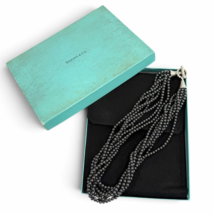 Great TIFFANY&Co. Necklace Hematite 8-strand Cancer metallic Hematite Women