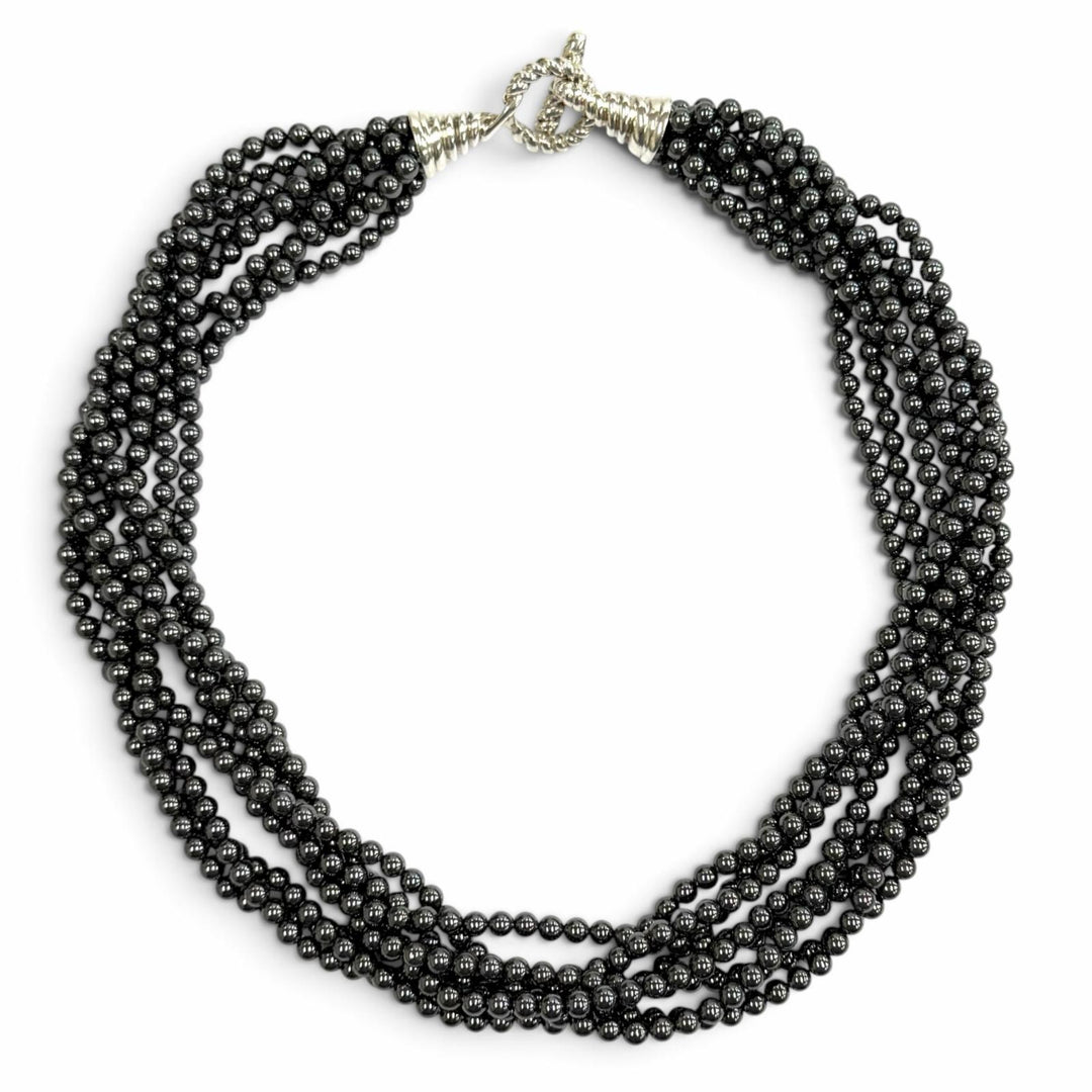 Great TIFFANY&Co. Necklace Hematite 8-strand Cancer metallic Hematite Women