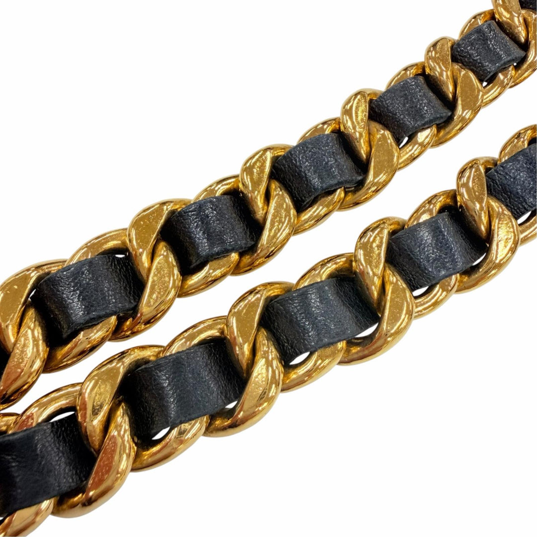 Great CHANEL belt 31 RUE CAMBON COCO Mark Coin Motif Leather Double Chain gold