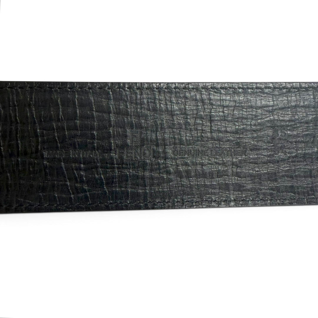 Excellent FENDI belt ZUCCA Pattern FF Logo Buckle black leather mens