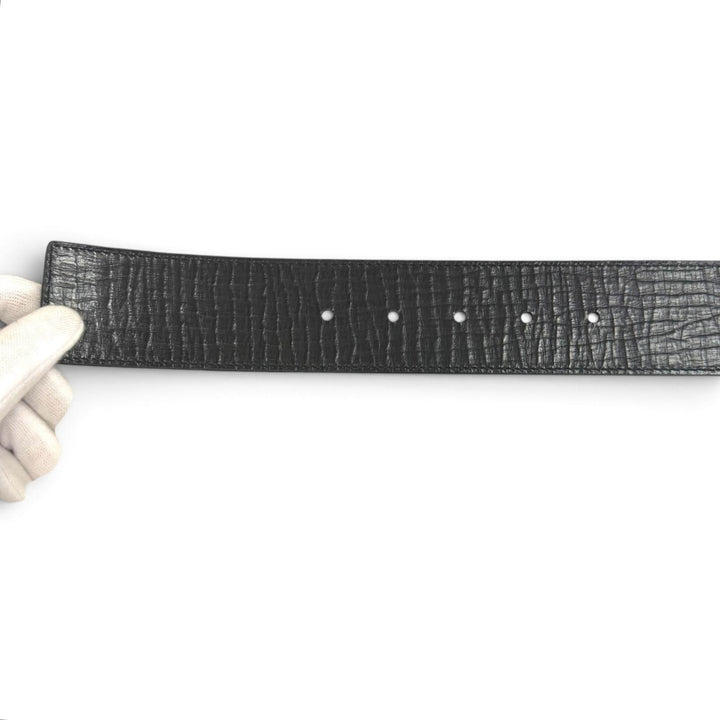 Excellent FENDI belt ZUCCA Pattern FF Logo Buckle black leather mens