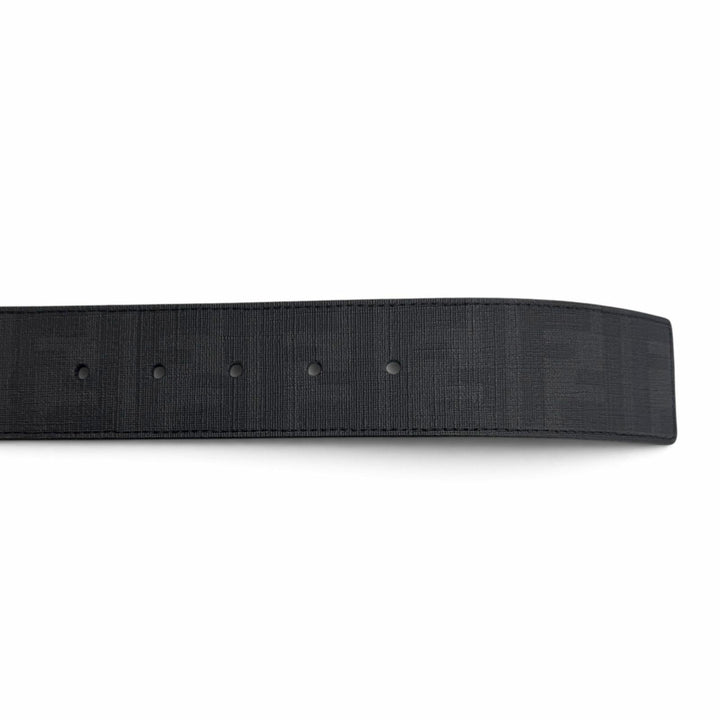 Excellent FENDI belt ZUCCA Pattern FF Logo Buckle black leather mens
