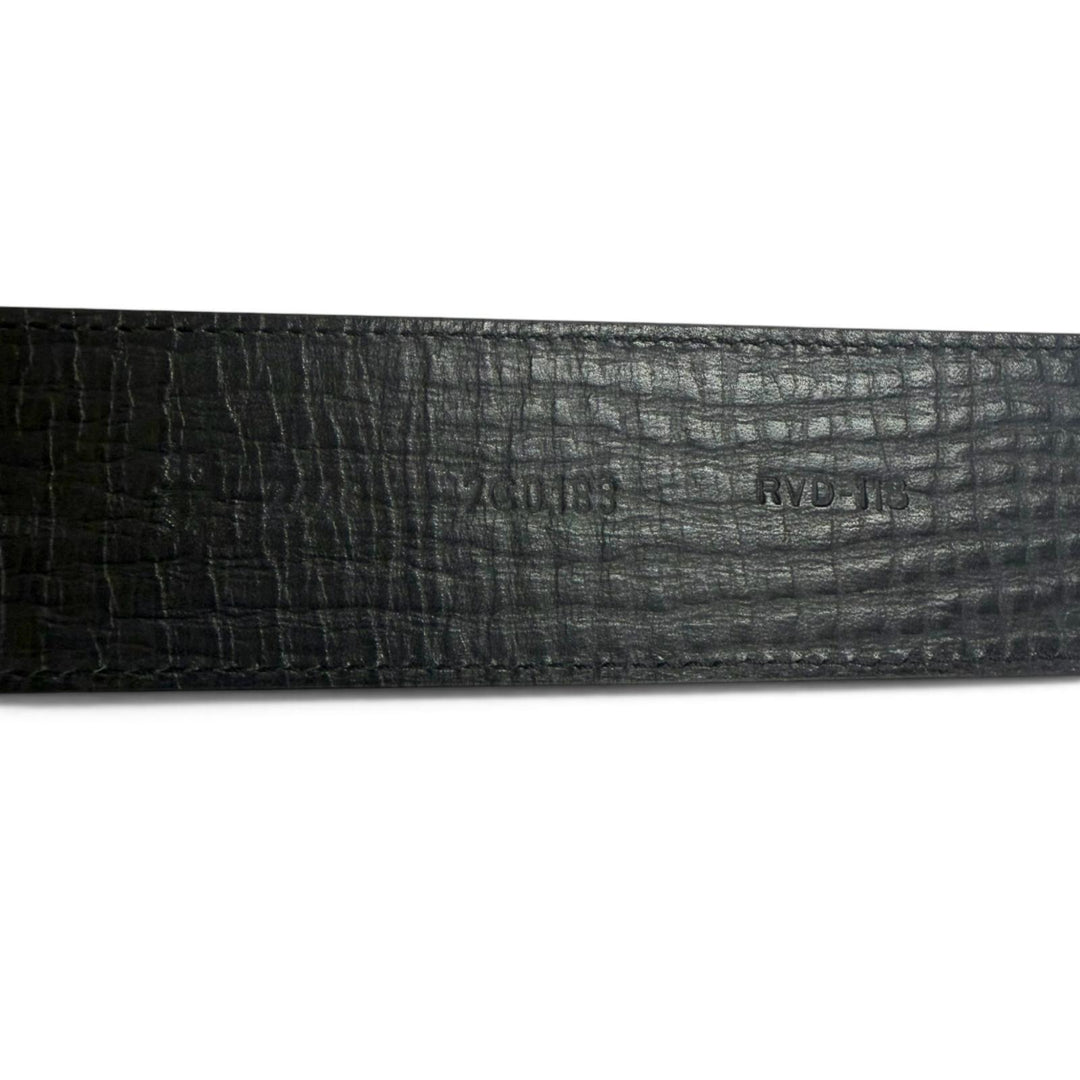 Excellent FENDI belt ZUCCA Pattern FF Logo Buckle black leather mens