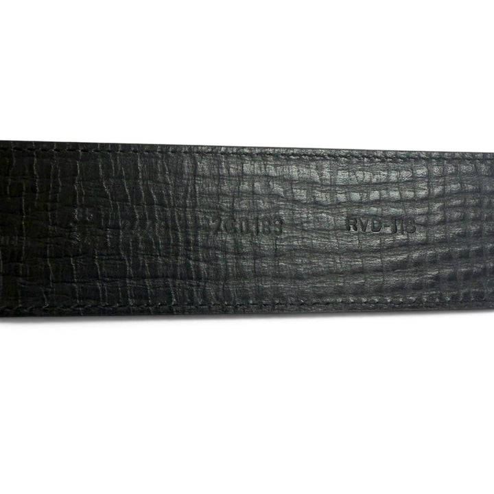 Excellent FENDI belt ZUCCA Pattern FF Logo Buckle black leather mens