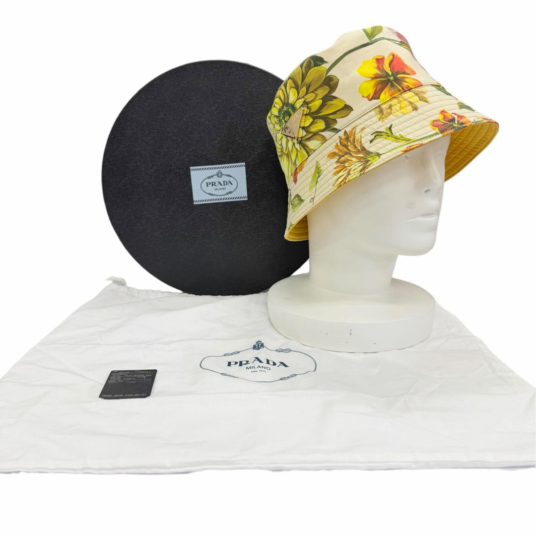 Pristine PRADA Triangle with logo, flower, reversible hat L 1HC137