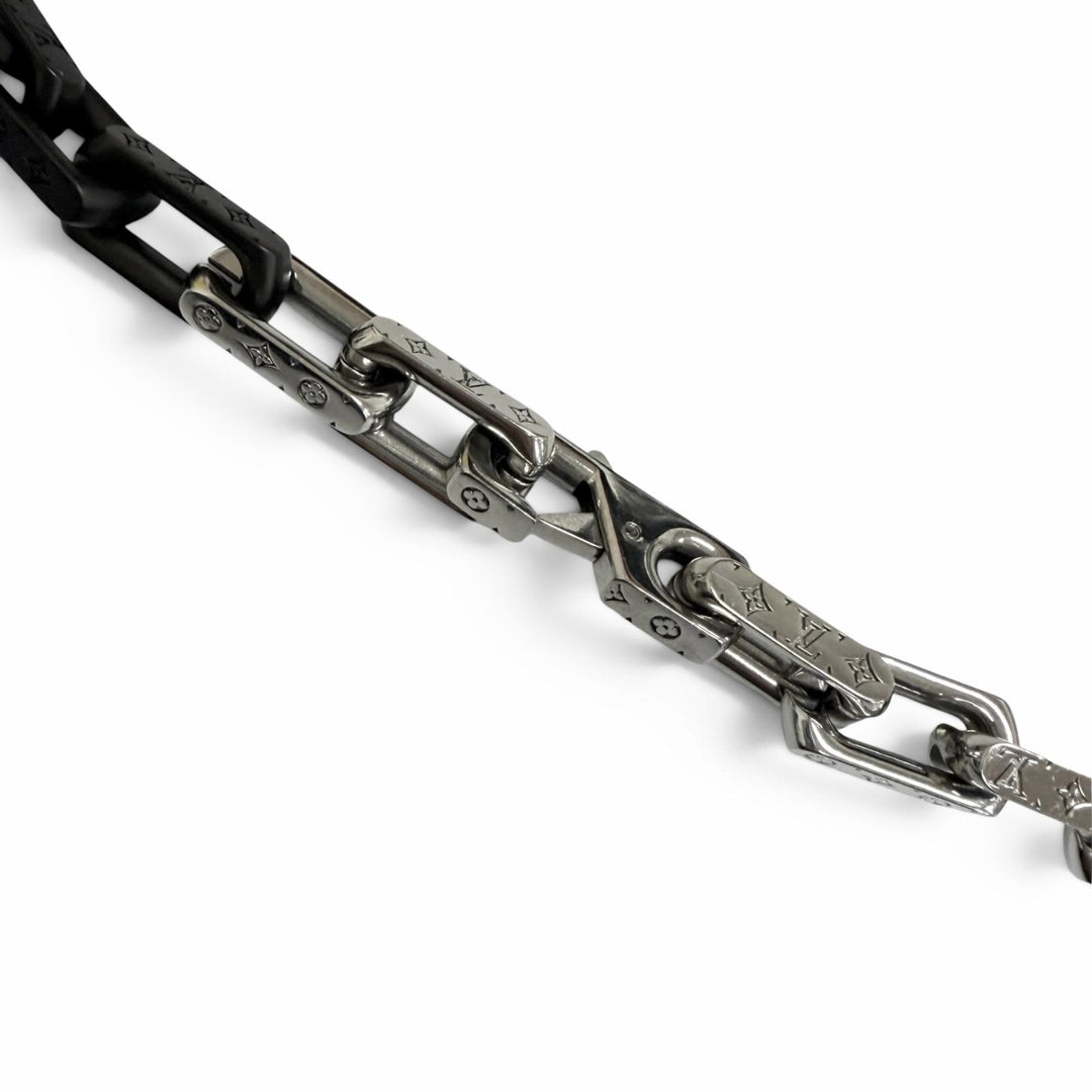 Great LOUIS VUITTON Collier Monogram Chain Necklace Silver
