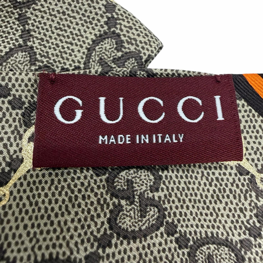 Pristine GUCCI Shush GG Pattern Horsebit Ribbon beige silk Women 770292
