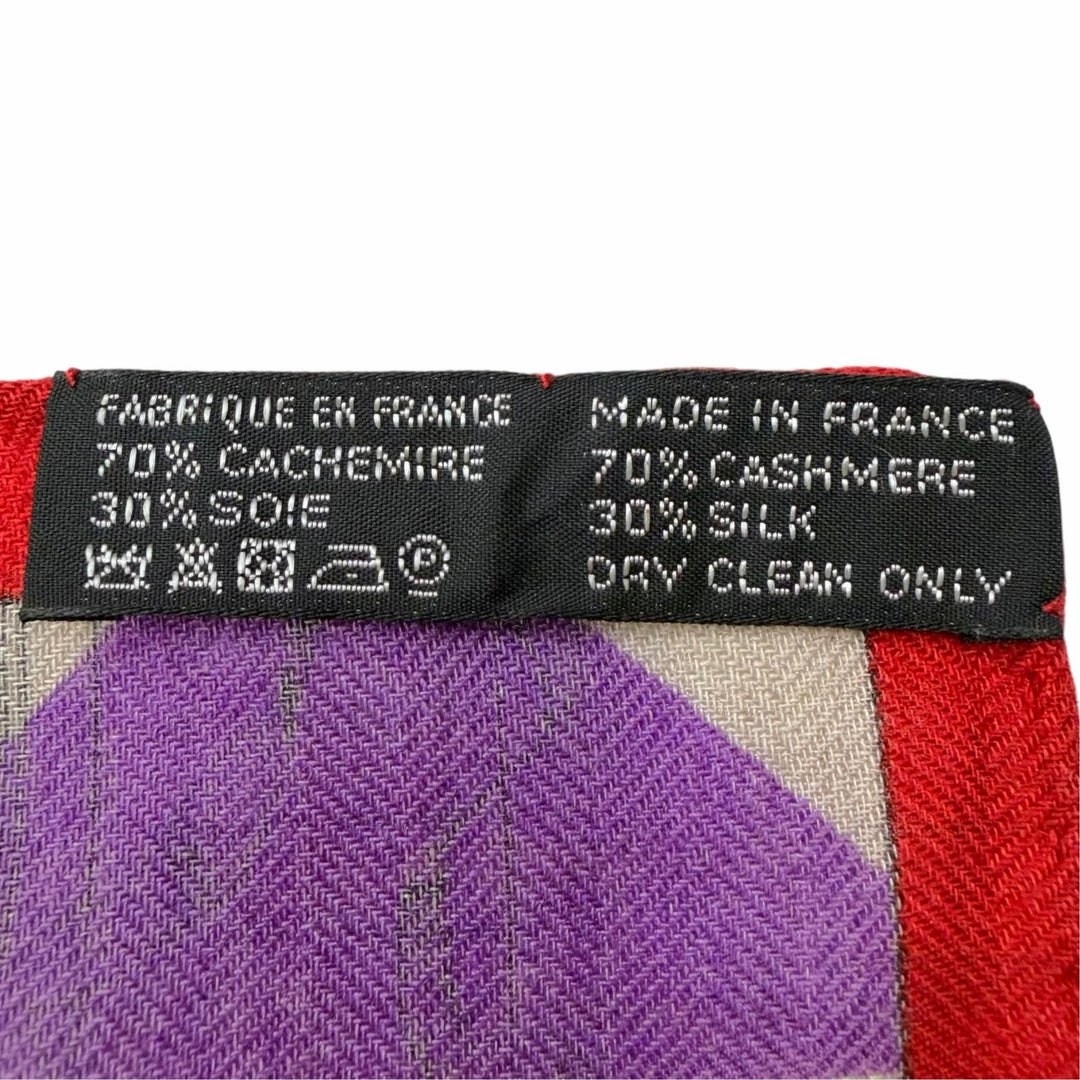 Excellent HERMES scarf Carrégeant (Buckle Workshop) multicolor cashmere Women