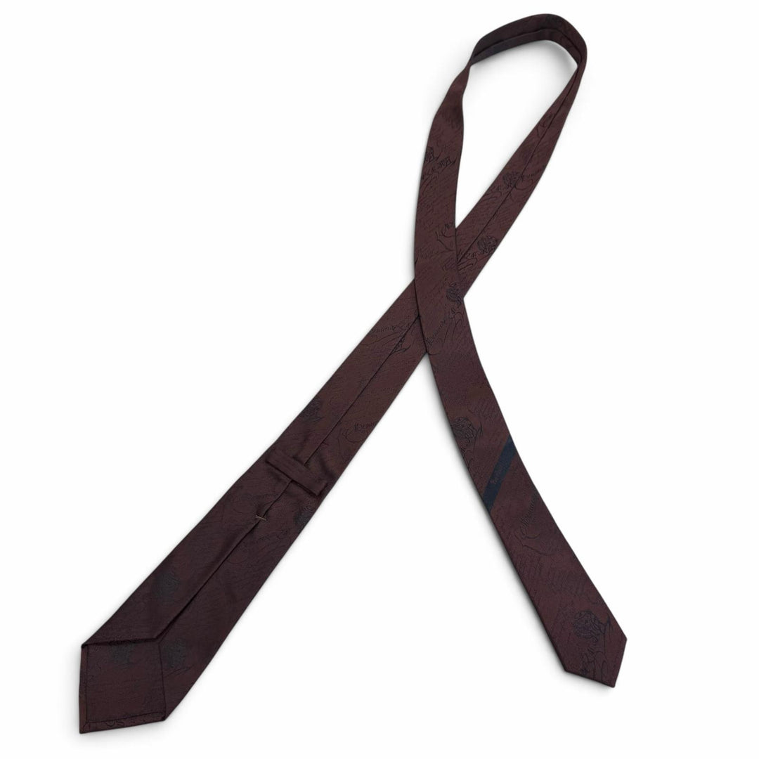 Excellent Berluti tie Calligraphy Scritto all-over pattern Red brown silk mens