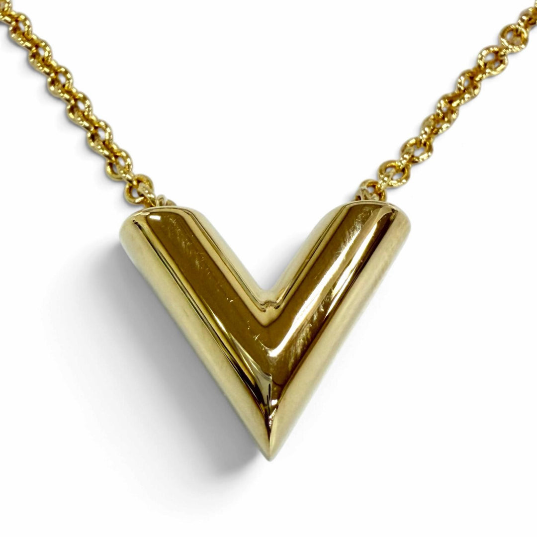 Excellent LOUIS VUITTON Necklace / Essential V V logo signature gold M00857